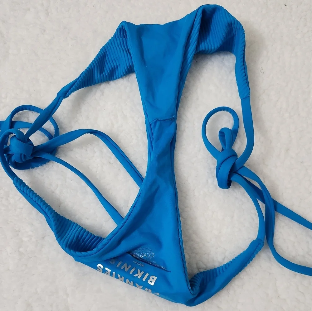 New!Frankie's Bikinis Sky Ribbed Triangle‎ Bikini Bottom